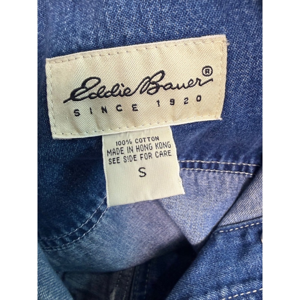Vintage Eddie Bauer Womens Blue Denim Vest 100%Cotton‎ Hong Kong Size Small - Picture 7 of 10